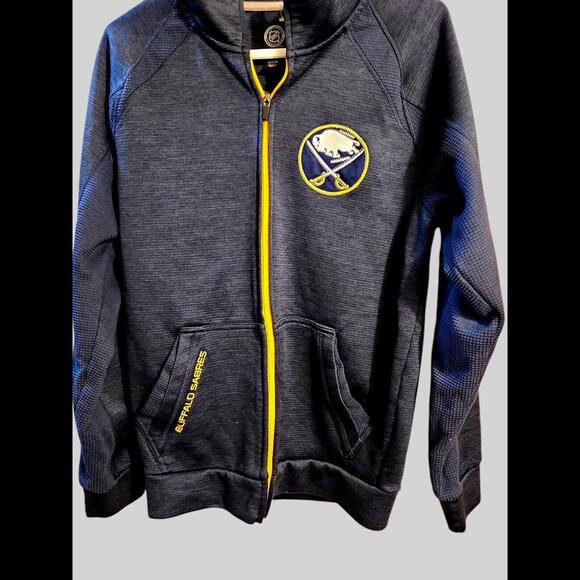 BUFFALO SABRES JACKET Mens Small Carl Banks GIII Sports Full Zip NHL Blue/Gold - Picture 6 of 6